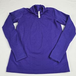 Athleta Flurry Blizzard Ribbed Turtleneck Top Stretch Workout Women's M Purple